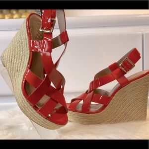 Vince camuto espadrille wedges in poppy red side 6 1/2